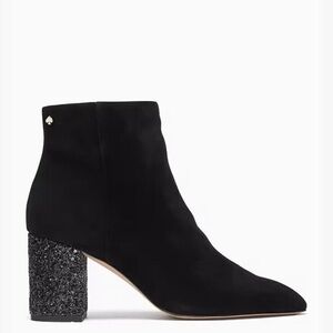 Kate Spade Gypsy Booties Black Suede Glitter Heels Block Heel Size 7